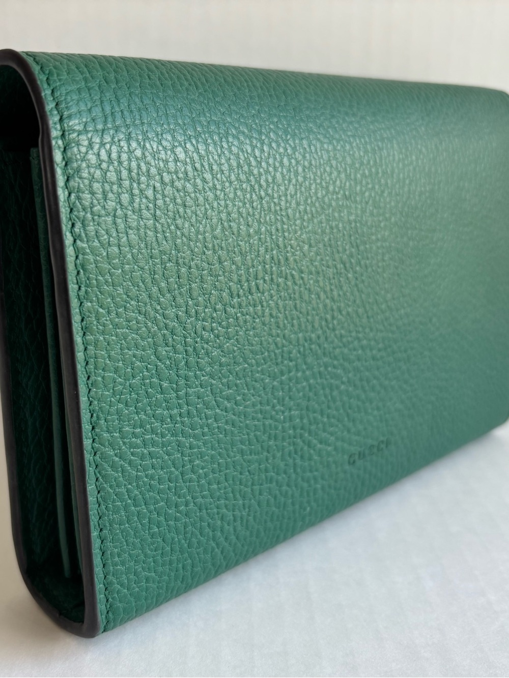 Gucci Dionysus Wallet on Chain Emerald Green Pebbled Leather Crystals Authentic - Picture 6 of 11